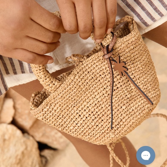 NWOT Raffia Summer Bag MiniPalm Leather Tag - Picture 3 of 9